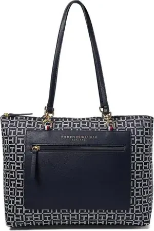 Tommy Hilfiger | Bolso Tote Amelia II con Jacquard de Monograma Cuadrado | Azul Miglior Prezzo