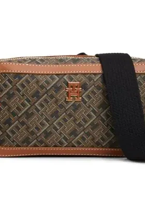 Tommy Hilfiger | Bolso de Cuero con Monograma Crossbody | Negro Di Tendenza