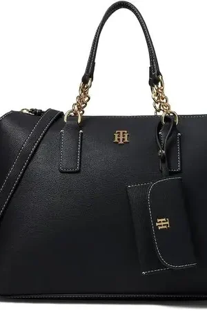 Tommy Hilfiger | Bolso Satchel TZ Convertible Brielle II con Colgante | Negro Ultime Pezzi
