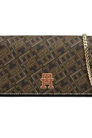Reso Gratuito Tommy Hilfiger | Clutch con Monograma y Cadena Removible | Negro