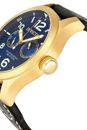 Affare Reloj Invicta Specialty 12173 Fecha Acero Inoxidable Correa de Cuero  Azul Dorado