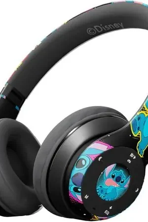 All’Ingrosso Disney | Auriculares plegables Bluetooth con micrófono y diseño de Stitch | Negro
